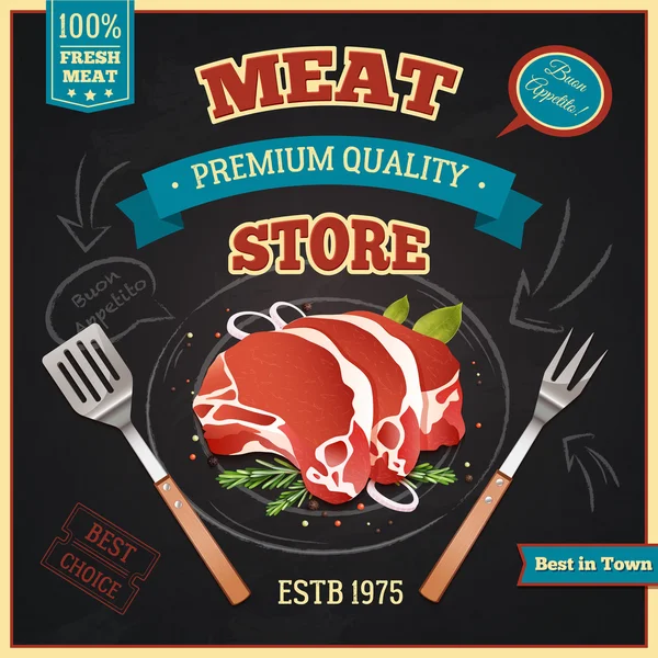 Meat Store Poster — Stock Vector