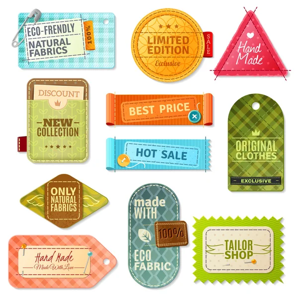 Fabric Label Set — Stock Vector