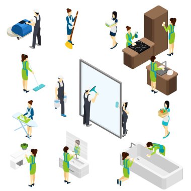 Büyük Temizleme izometrik sembollerin kompozisyon Poster 