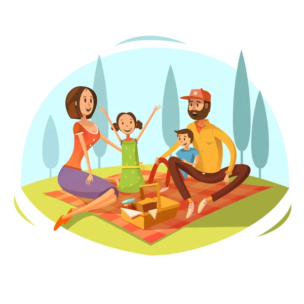 Family Having Picnic Illustration — Stock Vector