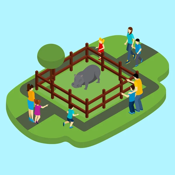 Hippo och Zoo Illustration — Stock vektor