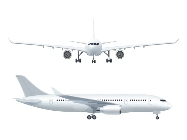 Ikon Realistik Pesawat Ditata - Stok Vektor