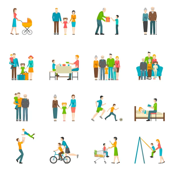 Iconos de apartamento familia feliz — Vector de stock