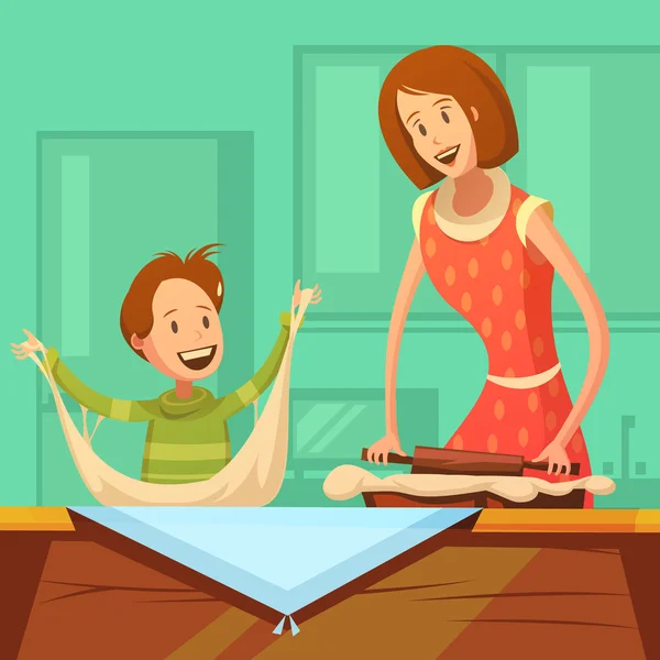 Ilustración de cocina familiar — Vector de stock