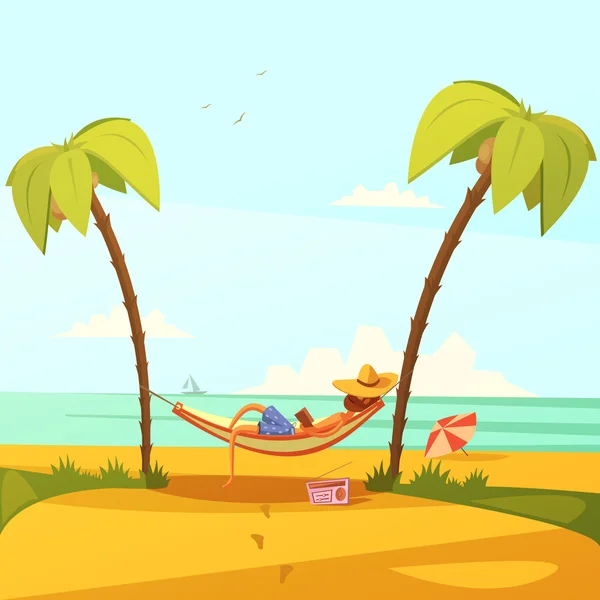 Man op het strand-illustratie — Stockvector