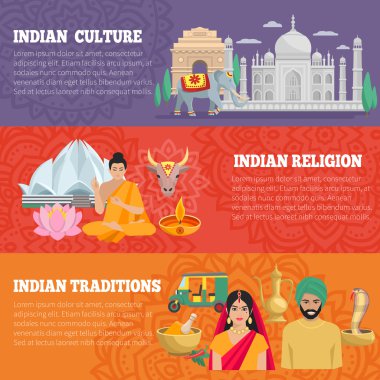 India Horizontal Banners Set clipart