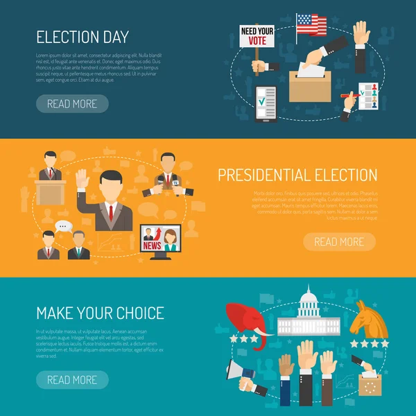 Banner electoral horizontal — Vector de stock