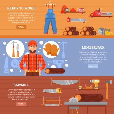 Oduncu Ve Kereste Fabrikası Yatay Afiş Seti