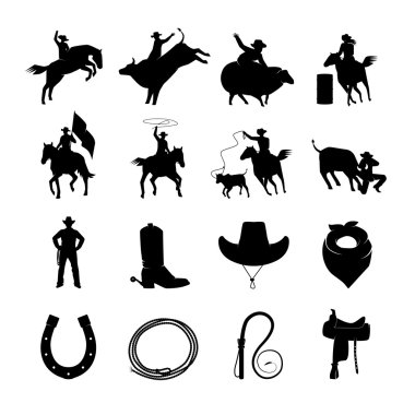 Rodeo Black Icons Set clipart