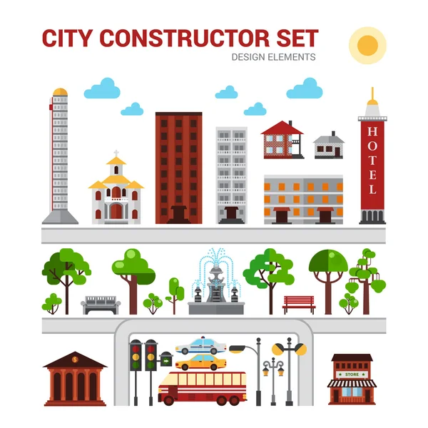 Città Costruttore Set — Vettoriale Stock