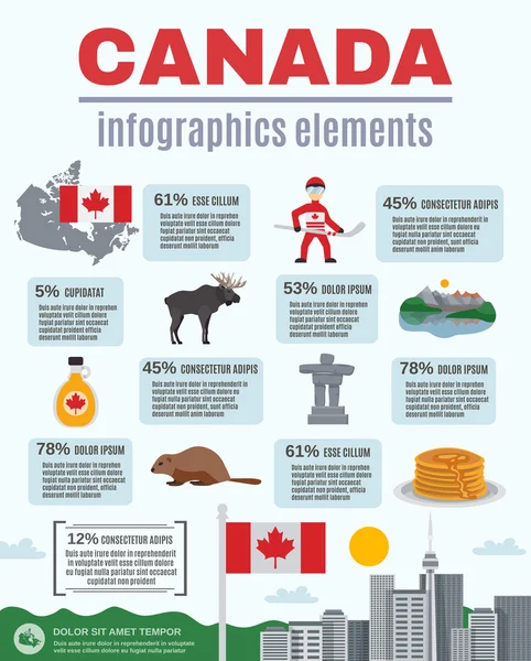 Canada Infographics Elementos — Archivo Imágenes Vectoriales