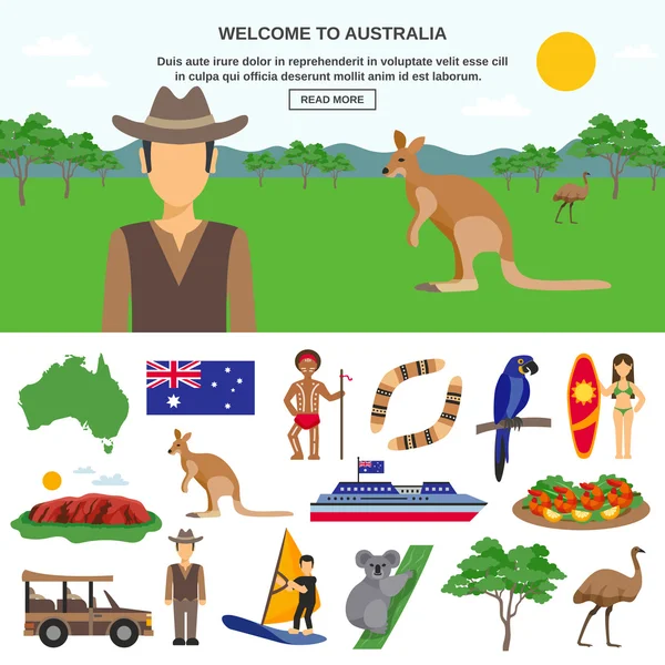 Concepto de viajes de Australia — Vector de stock