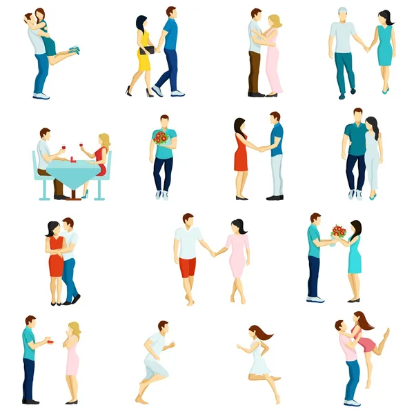 People Fall In Love Icon Set — Stock Vector