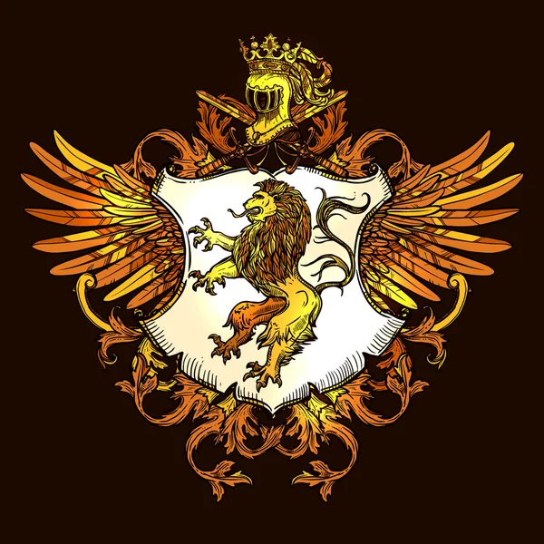 Klassische heraldische königliche Emblem bunte Ikone — Stockvektor