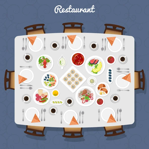 Restaurant tafel bovenaanzicht — Stockvector