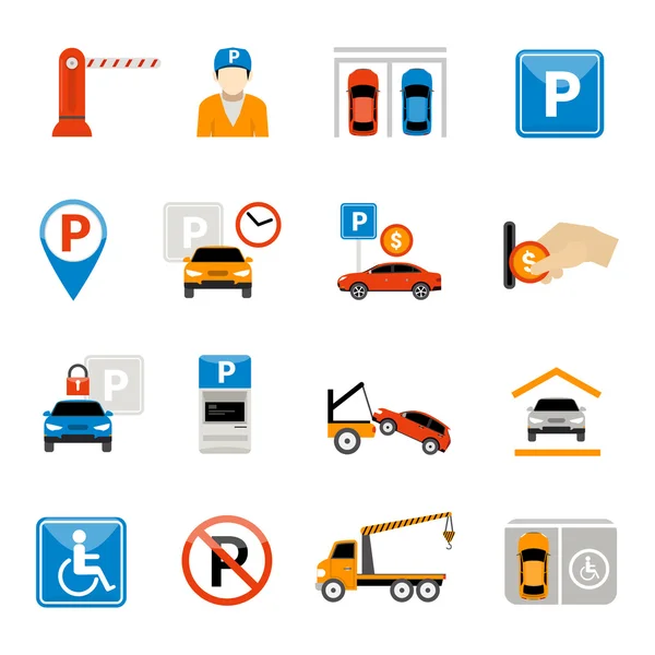 Parkeren icons set — Stockvector