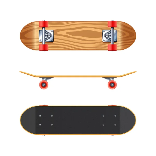 Skateboard κατάστρωμα πλευρά κάτω ρεαλιστική απεικόνιση — Διανυσματικό Αρχείο
