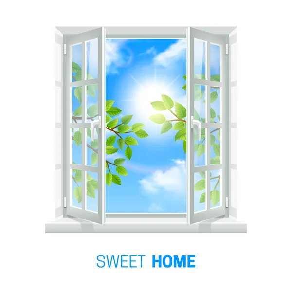 Ventana abierta Día soleado icono realista — Vector de stock