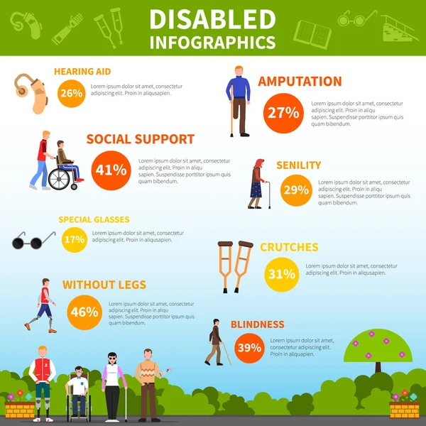 Diseño de infografías para discapacitados — Archivo Imágenes Vectoriales