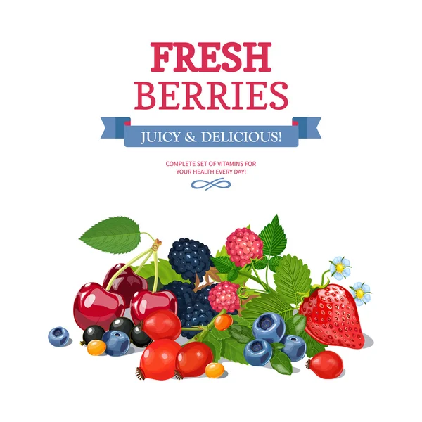 Fresh Berries Background Ad Background Poster — Stock Vector