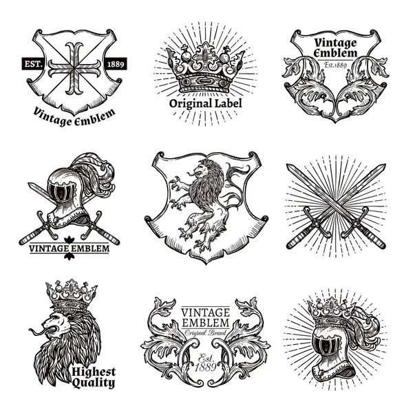 Heraldic Emblems Set — Stock Vector