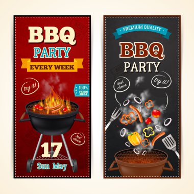 Barbekü partisi afiş kümesi