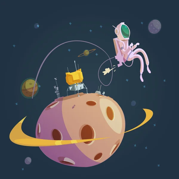 Outer space cartoon achtergrond — Stockvector