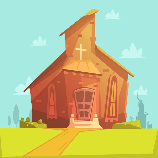 Kreslená pozadí kostela — Stockový vektor