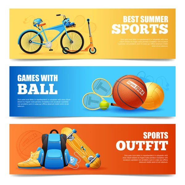 Set di banner sportivi estivi — Vettoriale Stock