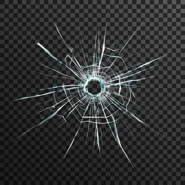 Bullet Hole In Transparent Glass — Stock Vector