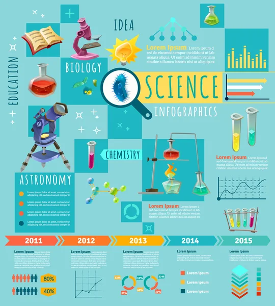 과학 연구 플랫 아이인포그래픽 포스터 — 스톡 벡터
