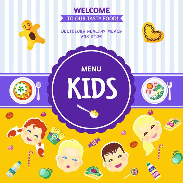 Baby Food Menu Flat Poster — Stock Illustration Baby Food Menu Flat Poster Vector Graphics