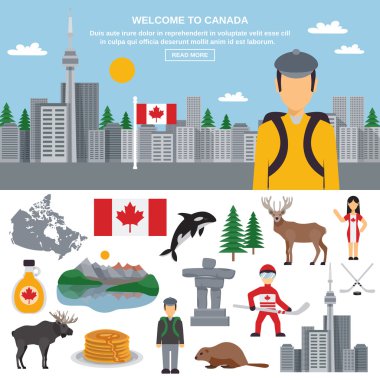 Kanada düz Icon set