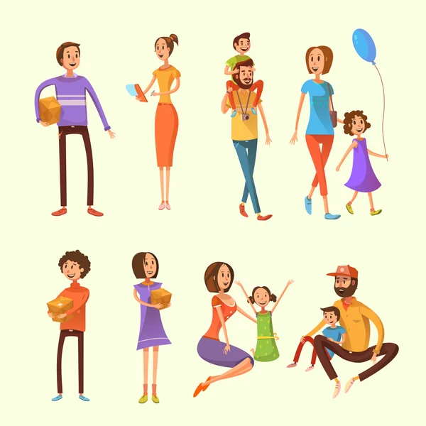 Familia conjunto de dibujos animados — Vector de stock