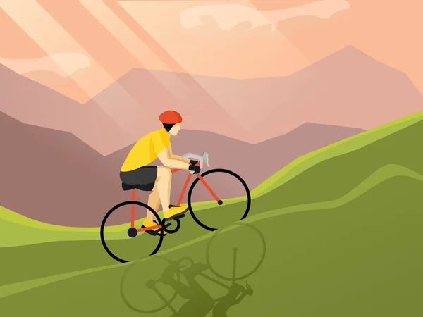 Cartel plano de ciclista — Vector de stock