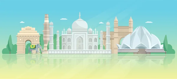 인도 건축 스카이 라인 포스터 — 스톡 벡터