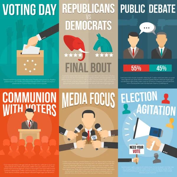 Conjunto de póster electoral — Vector de stock