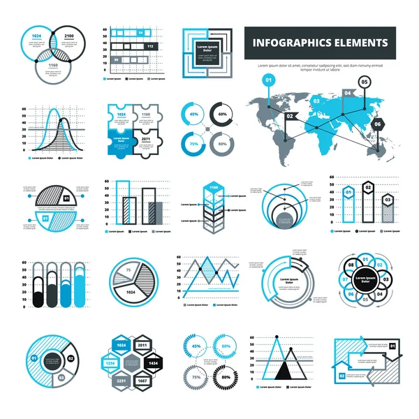 Balck und blaue Infografik-Elemente — Stockvektor
