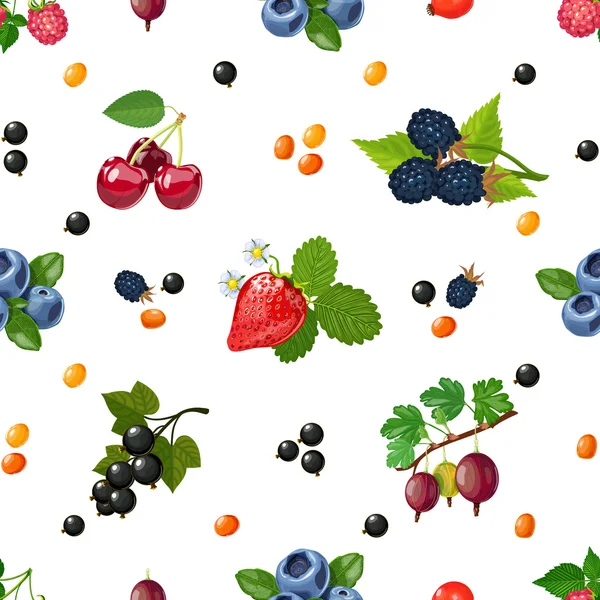 Fresh Berries Seamless Colorful Pattern — Stock Vector