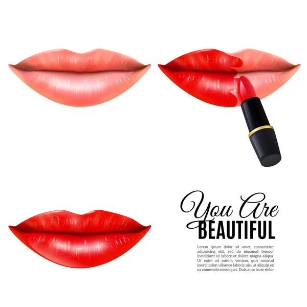 Make Up Beauty Lips Cartaz realista —  Vetores de Stock