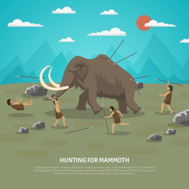Mammoth Hunting Illustration clipart