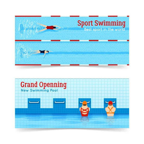 Set di banner per piscina sportiva Grand Openning — Vettoriale Stock