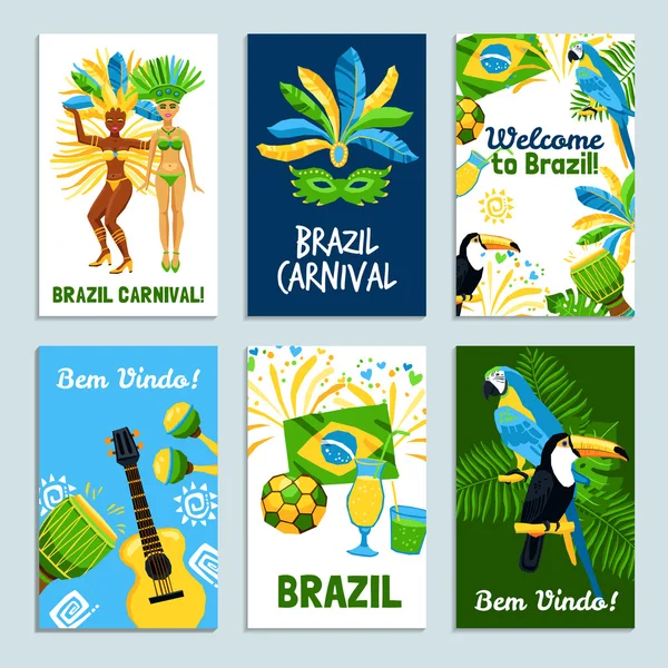 Brazilië Poster Set — Stockvector