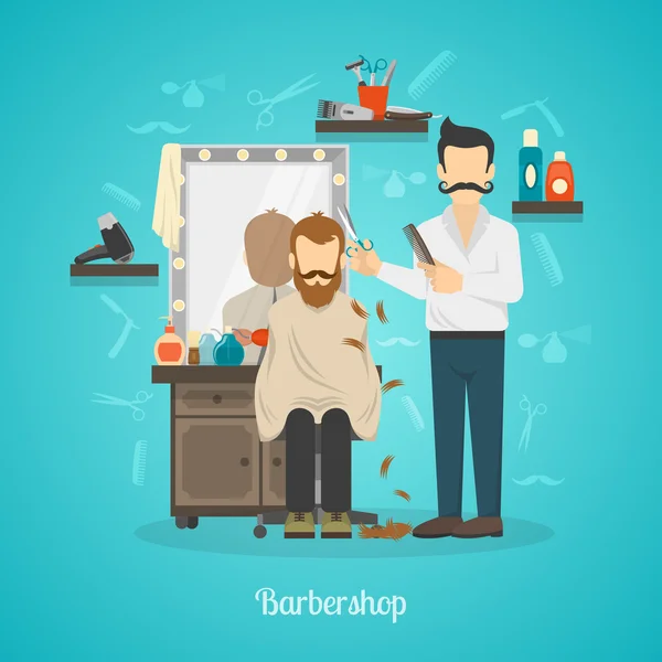 Barber Shop barevné ilustrace — Stockový vektor