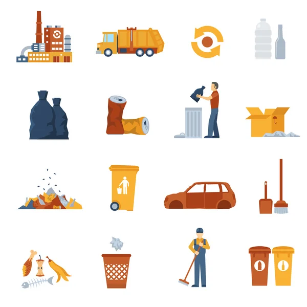 Garbage Color Icons — Stock Vector