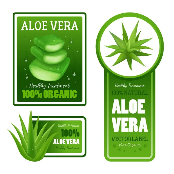 Aloë Vera bladeren Label Banners Set — Stockvector