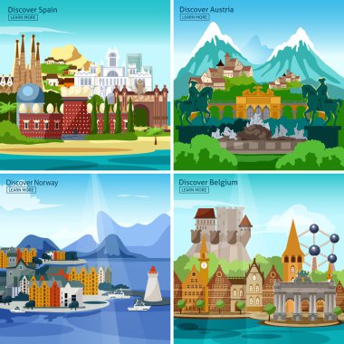 Avrupa turistik Icon Set