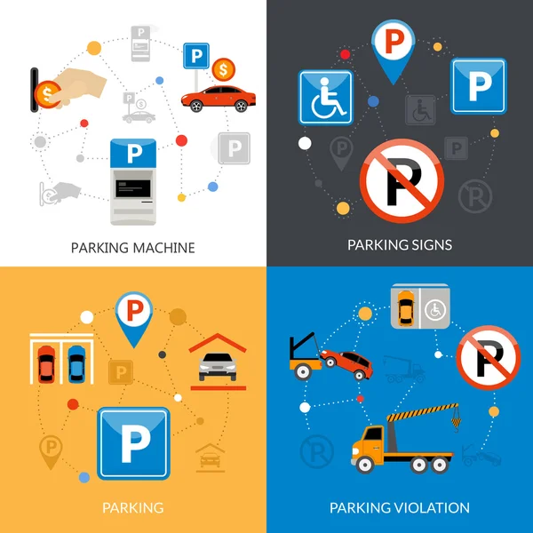 Conjunto de iconos de estacionamiento — Vector de stock