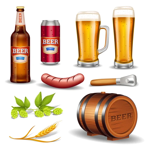 Beer Realistic Icons Collection — Stock Vector