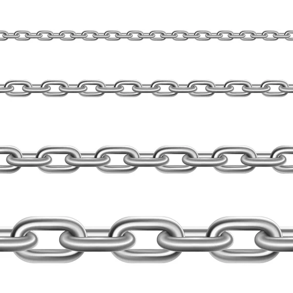 Steel Chains Horizontal Realistic Set — Stock Vector